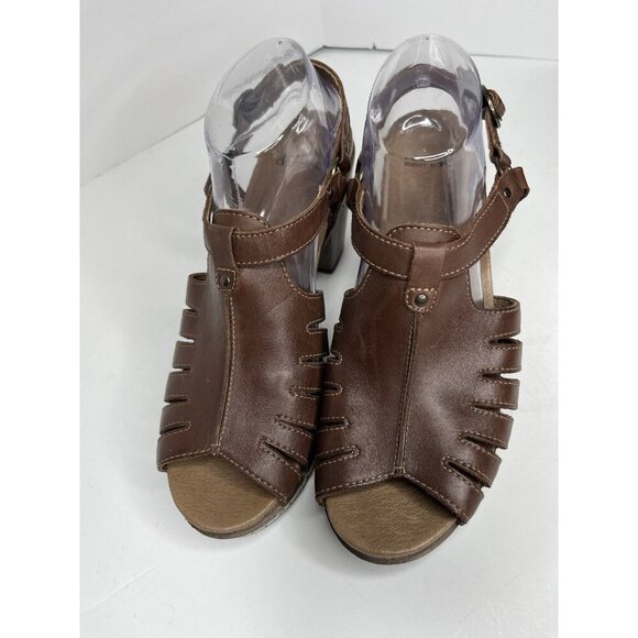 Dansko Womens Brown Frida Wedge Leather Buckle Sandals Size 41 Boho Festival - Picture 2 of 5